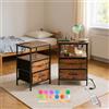 FurnitureR 2 comodini per giovani, tavolino con multi-coloured LED, 2 prese AC, 2 porte USB, 2 cassetti in tessuto, 40 x 30 x 60 cm, colore: marrone