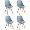 STONES HOME FURNITURE, Set 4 Sedie Imbottite in Similpelle con Gambe in Legno, Sedie Sala da Pranzo e Ufficio, Versatili e Antiurto, Modello Tommy, Colore Blu, 52 x 48.5 x 82 cm