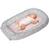 Medi Partners Riduttore Lettino Neonato - 100x60x15 Nido Antisoffoco Neonati Bozzolo Culla per Bebè neonata bilaterale Cuscino 100% Cotone Minky (Stelle grigie con minky rosa chiaro)