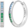 Engelsrufer Orecchini a cerchio da donna in argento sterling con zirconi multicolori, chiusura a clip, senza nichel, 21mm, Argento sterling, Zirconia cubica