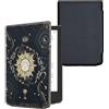kwmobile Custodia eReader Compatibile con Pocketbook Verse/Pro/Color/Vivlio Light Cover - eBook Reader Flip Case - blu scuro/giallo/nero - Sole Tarocchi