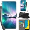 PHINIENLAND Cover per Samsung Galaxy J6 2018 custodia portafoglio Aurora | 3 scomparti carte, 1 tasca banconote, Chiusura magnetica, Supporto, Pelle PU flip cover per Samsung J6 2018