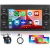 Hodozzy [6G+128G] 8-Core Autoradio per Ford Focus II mk2 Mondeo S-Max C-Max Galaxy Kuga Android Autoradio Bluetooth GPS, Hodozzy 7 Pollici Touchscreen Radio con CarPlay Wireless Android Auto, WiFi DSP, FM RDS