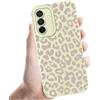 Coalbooliy Custodia Per Samsung Galaxy A56 6,7'', Cellulare Bianco Silicone Morbido Cover per telefono Aesthetic Modello Leopardato Disegni Protezione Fotocamera Antiurto Protettiva Case, 06