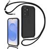 Coalbooliy Cover per Samsung Galaxy S25+ 5G 6,7 con Cordino per Cellulare, Custodia Silicone con Regolabile Collana Sottile Morbida Case Protezione della fotocamera Antiurto con Necklace, Nero
