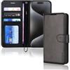 TECHGEAR Cover iPhone 15 Pro Max- Custodia Portafoglio in Pelle Sintetica con TPU Antiurto, Funzione di Supporto con Slot per Schede e Cinturino da Polso per iPhone 15 Pro Max (6,7 Pollici, 2023)