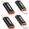 HOWJIM Adattatore Light-ning a USB C 4Pezzi,PD27W/66W Rcarica Rapida Trasmissione Dati 480Mbps,Guscio in Lega di Alluminio per M-acBook Phone 17/16/15 Serie Pad G-alaxy X-peria Non per Cuffie/OTG Nero