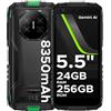 DOOGEE Fire 3 Ultra Rugged Smartphone, 8350mAh Android 15, Unisoc T7200 Octa Core, 5.5 IPS HD+ Display, 24GB+256GB, 16MP+20MP, Octa Core, Widevine L1/Fingerprint ID/Face Unlock/NFC- Verde