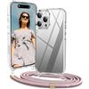 Vaykwo Cover con Cordino per iPhone 16 Pro Max 6.9'', Custodia con Regolabile Collana per iPhone 16 Pro Max, Protezione Trasparente Case con Laccio Tracolla, Oro Rosa