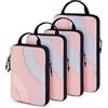 bagsmart Compressione Packaging Dadi per Viaggi, BAGSMART 6 Set Viaggio Imballaggio Cubo per Valigia Compressione Valigia Organizer Bag, Colore: rosa., 4 pezzi