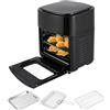 Fridgestea Friggitrice ad aria calda da 15 l, 1400 W, con finestra di visualizzazione, display a LED, touchscreen, senza grassi senza olio (nero)