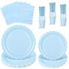 NatNarr Set di 125 stoviglie per feste per 25 ospiti, set di piatti per feste di compleanno, bicchieri, tovaglioli e cannucce di carta per compleanni, matrimoni, baby shower