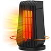 Qoosea Stufetta Elettrica Basso Consumo Bagno con Termoventilatore 1200W 3 Impostazioni di Temperatura Stufa Scaldino Elettrico Basso Consumocon Termostato per Casa Ufficio(Bianco) (Nero)