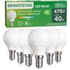 bravotecno Lampadine LED E14, Classe Energetica B, E14 LED Luce Fredda 6500K, 2,5W 470LM G45, Equivalente a 40W, Angolo di Illuminazione 360°, Non Dimmerabile, Basso Calore & Lunga Durata, 6 Pezzi