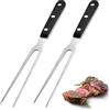 Noaxylic 2 pezzi Forchetta da Carne con Manico, 29cm Forchettone per Carne in Acciaio Inox, Forchettone Barbecue Lavabile in Lavastoviglie, per Arrostire il Tacchino, Cena (Nero)