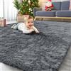 Homaxy Tappeto a pelo lungo, morbido, con fondo antiscivolo, lavabile, per il soggiorno, la cameretta dei bambini, la camera da letto - 80 x 150 cm, Grigio Scuro