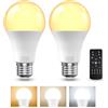 BrightArk Lampadina LED E27 con Telecomando, Lampadina E27 Dimmerabile, Lampadine LED da 9W, 3 Temperature di Colore 3000K-6000K, Lampadine Telecomandate con Funzione di Temporizzazione e Memoria