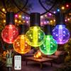 M mimotec - Ghirlanda da esterno con cavo elettrico da 7,5 m, 15 lampadine, colore RGB dimmerabile, impermeabile IP44, decorazione per terrazza, ingresso, patio e giardino
