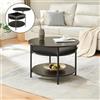 [en.casa] Tavolino da Caffè con Piano Rotondo Sollevabile e Scomparto Chiuso Tavolo Centrale da Salotto Apribile Trasformabile Vano Ripiano (ØxA):70 x 49 cm - Nero