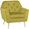 Totò Piccinni Poltroncina SOFI in Velluto imbottito con braccioli e piedini in metallo color oro (Velluto Giallo Senape, Poltrona)