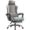 SONGMICS Sedia Gaming, Sedia da Ufficio Scrivania, Ergonomica, Seduta con Molle, Poggiapiedi, Braccioli con Meccanismo Sincronizzato, Grigio Tortora OBG079G01