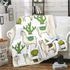 Loussiesd Llama Sherpa Coperta in pile con stampa di cactus alpaca, per bambini, ragazzi, ragazze, stile boho, coperta in peluche, motivo animale 3D, coperta sfocata per divano letto, divano letto singolo, 150