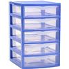 Acan Cassettiera in plastica guadiana blu con 5 cassetti trasparenti, 28 x 18 x 21,5 cm, modello casuale