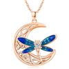 Twoowl Collana in argento sterling 925 con ciondolo a forma di libellula, in oro rosa, con luna celtica, gioiello celtico irlandese, per donne e ragazze, Argento sterling
