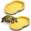 Coco Berming 2 Pezzi Teca per Rettili Bacino, Idrico del Bacino Alimentare Reptile, Ciotola per Rettili in PVC Tartarughe, Serpenti, Lucertole (Giallo)