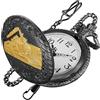 Tiong Orologio da taschino da uomo, al quarzo, con motivo floreale e numeri arabi, quadrante bianco con catena, Cf-nuovo12