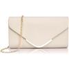 Larcenciel Pochette Donna Nuda, Borsa Tracolla Donna da Sera a Busta in Pelle Vegana Alla Moda con Catena, Elegante Borsa a Spalla Donna, Borse a Mano Crema per Matrimoni, Cerimonie, Feste, 22x5x12cm