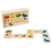 BLUECHOLON Piccolo domino in legno con animali, 28 gettoni, disegni di fattoria e giungla, gioco educativo per bambini (fattoria)