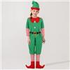 XIABYAYU Costume Elfo Natalizio, Vestiti Elfo di Natale Verde, Costume Elfo Bambino e Bambina, Costume di Natale, Include Vestiti, Pantaloni, Cintura, Cappelli, Copriscarpe /160 CM