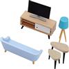 YANJIY Decorazione Della Casa Delle Bambole, 6 Pezzi Mobili Miniatura Casa Bambole, Set Di Mobili per Casa Delle Bambole Scala 1/12- Soggiorno, Televisore, Mobile Tv, Lampada Da Tavolo, Divano, Tavolo