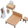 YANJIY Decorazione Della Casa Delle Bambole, 5 Pezzi Mobili per Case Delle Bambole, Mobili In Miniatura In Legno Scala 1/12- Accessori per La Casa Delle Bambole, Camera Da Letto, Specchio, Letto, Toletta