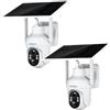 Xega Telecamera con Sim 4G da Esterno, 2K HD PTZ Telecamere Senza WiFi con Pannello Solare Batterie 10400mAh, Visione Notturna a Colori, Rilevamento Umano PIR, Audio a 2 Vie, IP66，Due Confezioni
