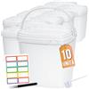 Üka Pack 10 Secchi Bianchi in Polipropilene da 5,4 L - 20x20x20,5 cm.