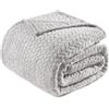 Exclusivo Mezcla Coperta Plaid Pile di Flanella per Divano, 220x240 CM Coperta Letto Matrimoniale con Modello a Foglie, Morbida e Calda, Grigio chiaro