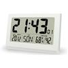 Lafocuse 10 LCD Display Orologio da Parete Digitale a Batteria, Orologio da Tavolo con Numeri Grande, Temperatura, Calendario, Allarme, Snooze, 12/24 Ore per Cameretta Soggiorno Cucina Casa, Bianco