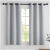 PONY DANCE Tende Corte Oscuranti Camera da Letto Tende Termiche Isolanti per Interni Cucina Curtains per Finestre Piccole con Anelli 2 Pezzi L 90 x A 137 cm, Grigio Chiaro