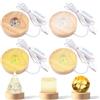 WhizNook 4 Pezzi Basi in Legno per Lampade LED Rotonda, Basi per Lampade LED, 3 Colori Regolabile con Interruttore, Base di Visualizzazione a LED in Legno, per Sfere di Cristallo, Gioielli