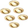 HCFEI Faretto LED da incasso, dimmerabile, oro opaco, rotondo, rotante, 5 W, piatto, 230 V, foro da 68 mm, angolo di diffusione 120°, bianco neutro, 4000 K (confezione da 6)