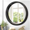 JJUUYOU Piccolo specchio circolare da parete, 30 cm, rustico, con cornice in legno, decorazione per ingresso, soggiorno, camera da letto, salvaspazio, nero