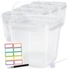 Üka - 10 Secchi Trasparenti in Polipropilene da 5,4 L - 20x20x20,5 cm. Secchi Plastica Rigida con Coperchio. Contenitori Ermetici per Alimenti. Secchi Vuoti con Manico. Design Impilabile e Senza BPA.