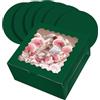 Gcardist - Set di 5 scatole per torte con finestra e 5 sottotorta rotondi da 25,4 cm, contenitori per torte (25,4 x 25,4 x 12,7 cm, verde intenso)