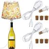 WPQIUZS Portalampada E14 per bottiglie, 2 pezzi, attacco con interruttore per cavo da 240 cm, bianco, adattatore per bottiglie, luce per bottiglia con 3 sughero, lampada da tavolo fai da te per bottiglie