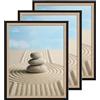 Lincoolart Cornice portafoto 30x40 cm, legno nero, cornice naturale, set 3 pezzi, vetro acrilico, per disegni, foto, poster