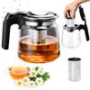 Zuxbolf Teiera in Vetro con Colino da 1.5L,Teiera con Filtro e Coperchio,Bollitore da Cucina con Filtro in Acciaio Inox per Foglie di tè Sfuso,Tisane,caffè