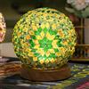 HyDlan Lampada da comodino in vetro patchwork (15,5 x 12,5 cm), porta di alimentazione USB, lampada da scrivania, decorazione moderna, per camera da letto, soggiorno, stile boho, verde