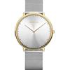 BERING 15739-010 Orologio unisex al quarzo, orologio da polso con cassa in acciaio inossidabile color oro da 39 mm e quadrante color argento, cinturino in maglia milanese, vetro zaffiro, 3 ATM
